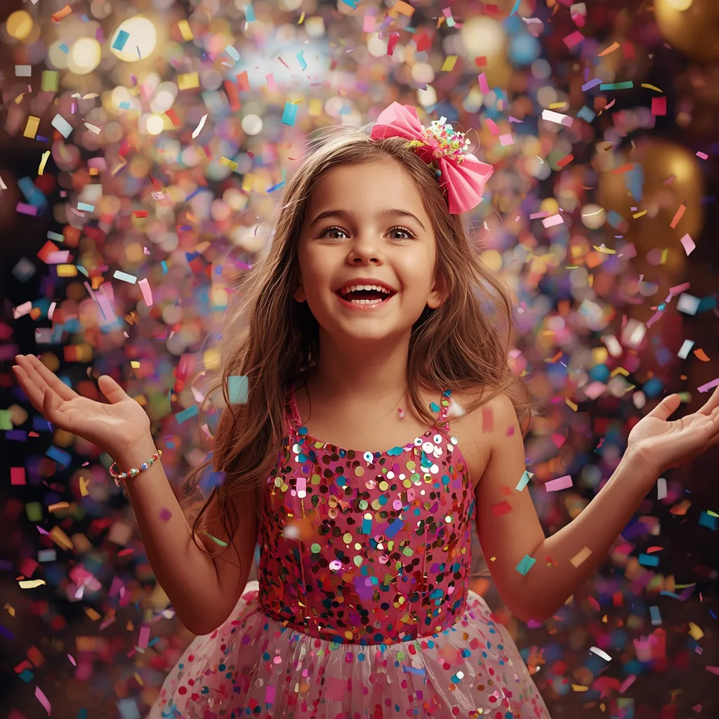 Cute Girl: Solo Shot with Colorful Confetti Explosion – indian girl ai prompts – AI generated example