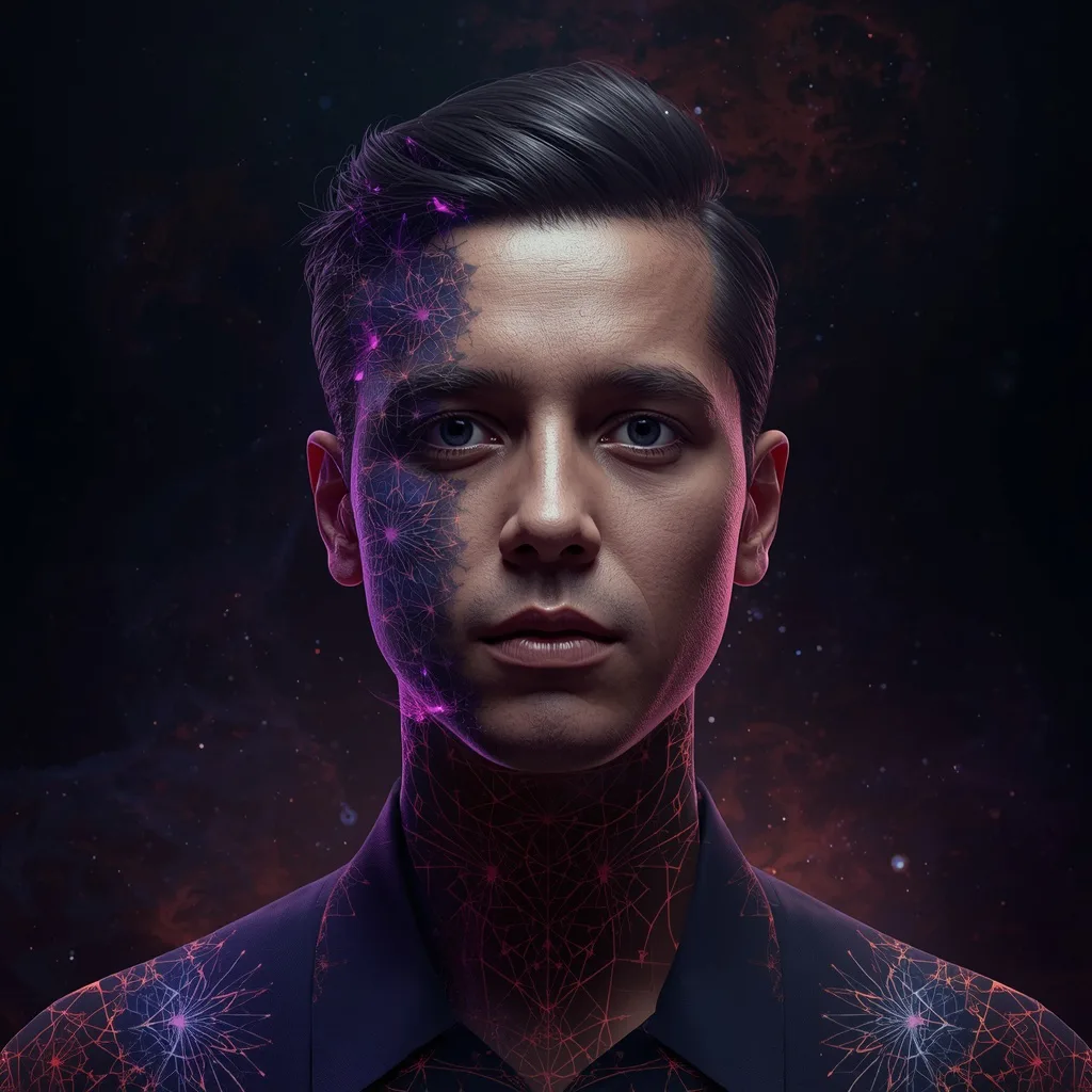 Fractal Identity: A Cosmic Portrait of Self-Similarity – cinematic ai prompts – AI generated example