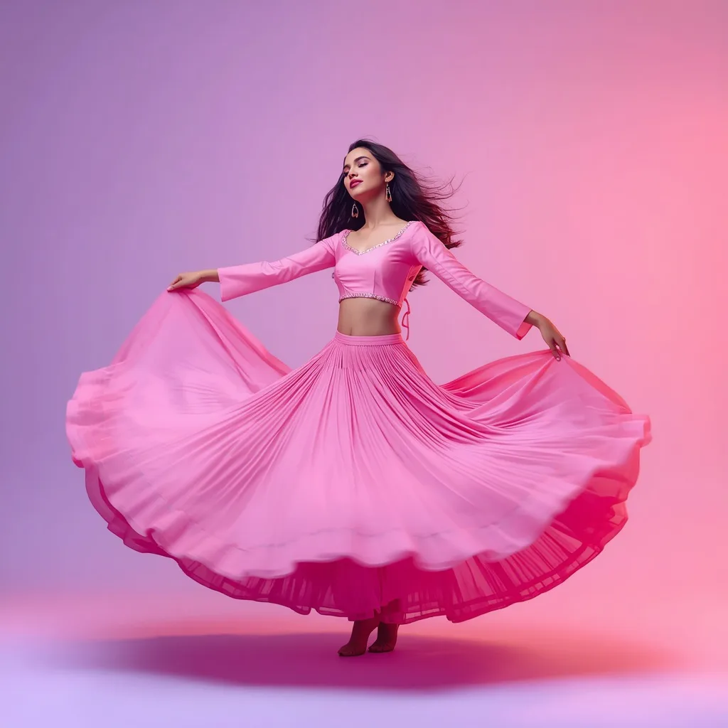 Graceful Movement: Anarkali's Flowing Circular Step in Pastel Hues – realistic photo ai prompts – AI generated example