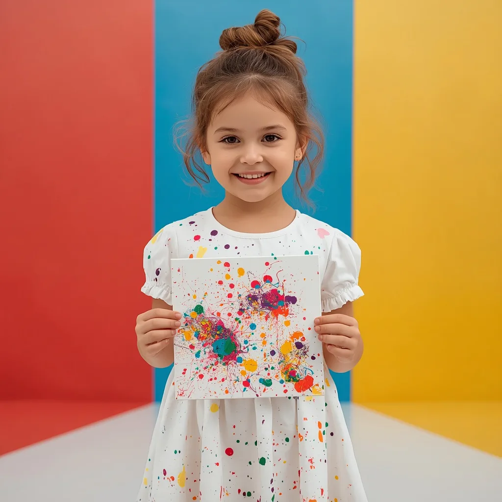 Little Artist: A Cute Girl in a Paint-Splattered Dress – indian girl ai prompts – AI generated example
