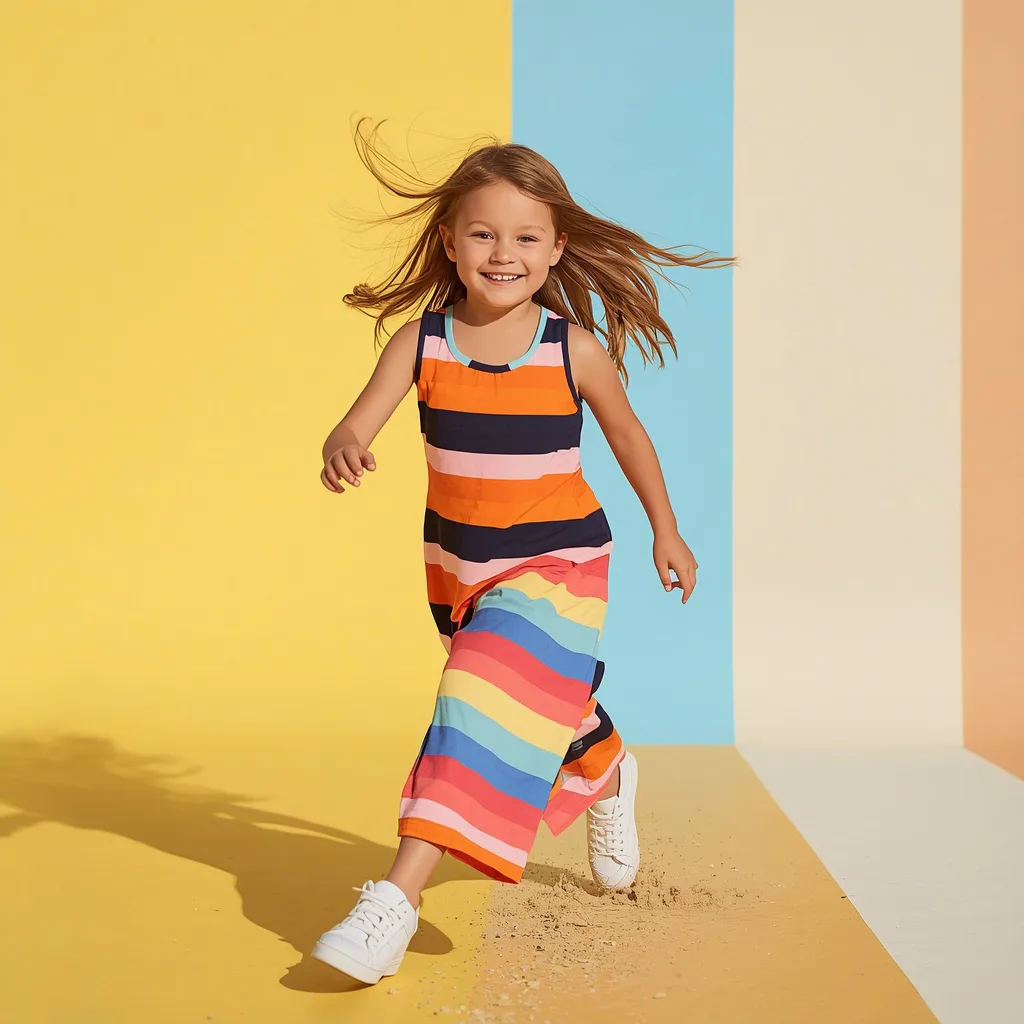 Playful Spirit: A Cute Girl in a Bright Striped Maxi Dress – indian girl ai prompts – AI generated example