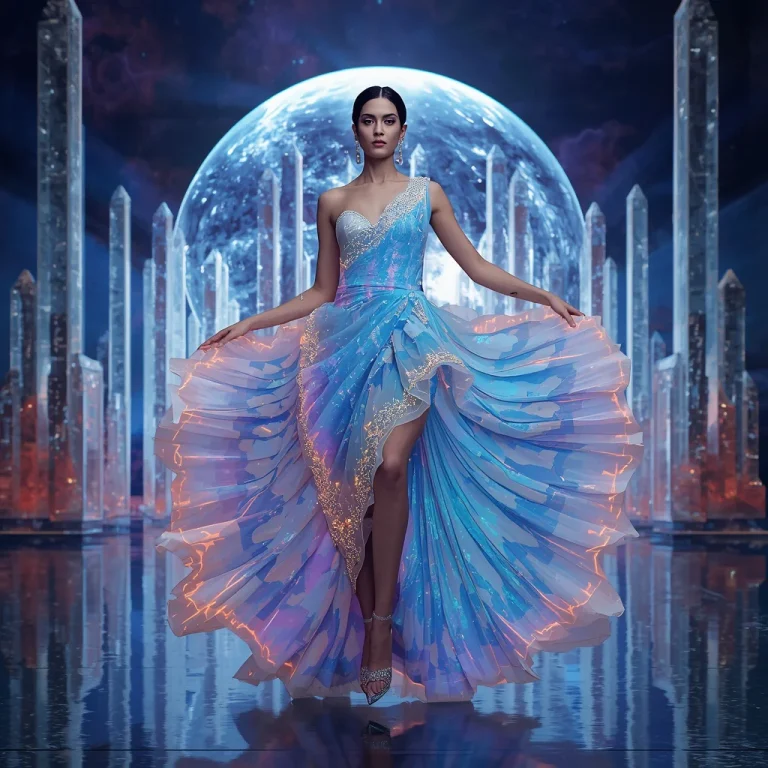 Aurora Plasma Cloud Saree with Energy Cathedral Singularity Sphere | prompt for gemini ai girl in traditional dress — AI image prompt