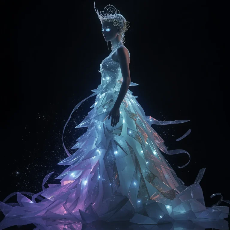 Ethereal Empress Of Floating Bioluminescent Glass Shards | Free AI Prompt — AI image prompt