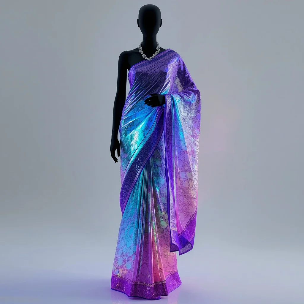 Floating Liquid Diamond Plasma Saree with Reality Reflection Core | new instagram trend prompt for girl saree look — AI image prompt