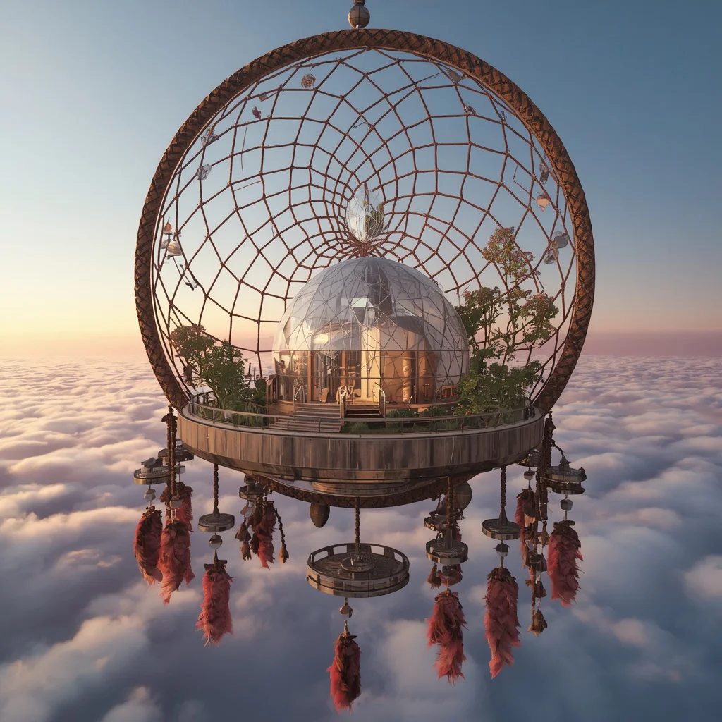 Floating Luxury Observatory Inside Giant Dreamcatcher | instagram prompt for aesthetic — AI image prompt