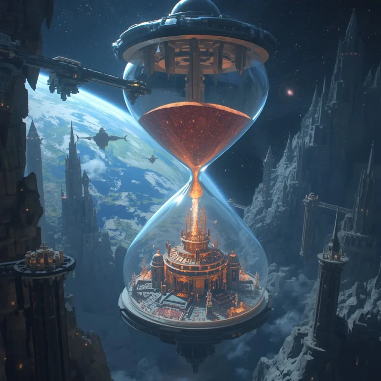Giant Floating Crystal Hourglass Civilization | Instagram AI Photo Prompt — AI image prompt