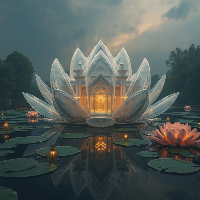 Giant Luxury Palace Hidden Inside Transparent Water Lily | Instagram Trending Prompt — AI image prompt