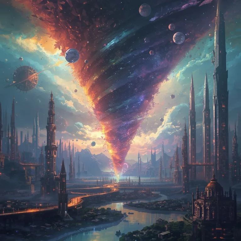 The Infinite Crystal Kingdom Built Around a Living Rainbow Tornado Creating New Realities | Indian Traditional Prompt — AI image prompt