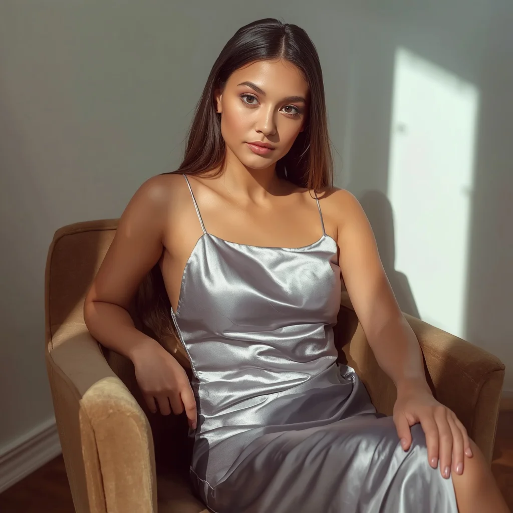 Beautiful Girl In Sleek Silver Satin Dress | Girl Dress Prompt — AI image prompt
