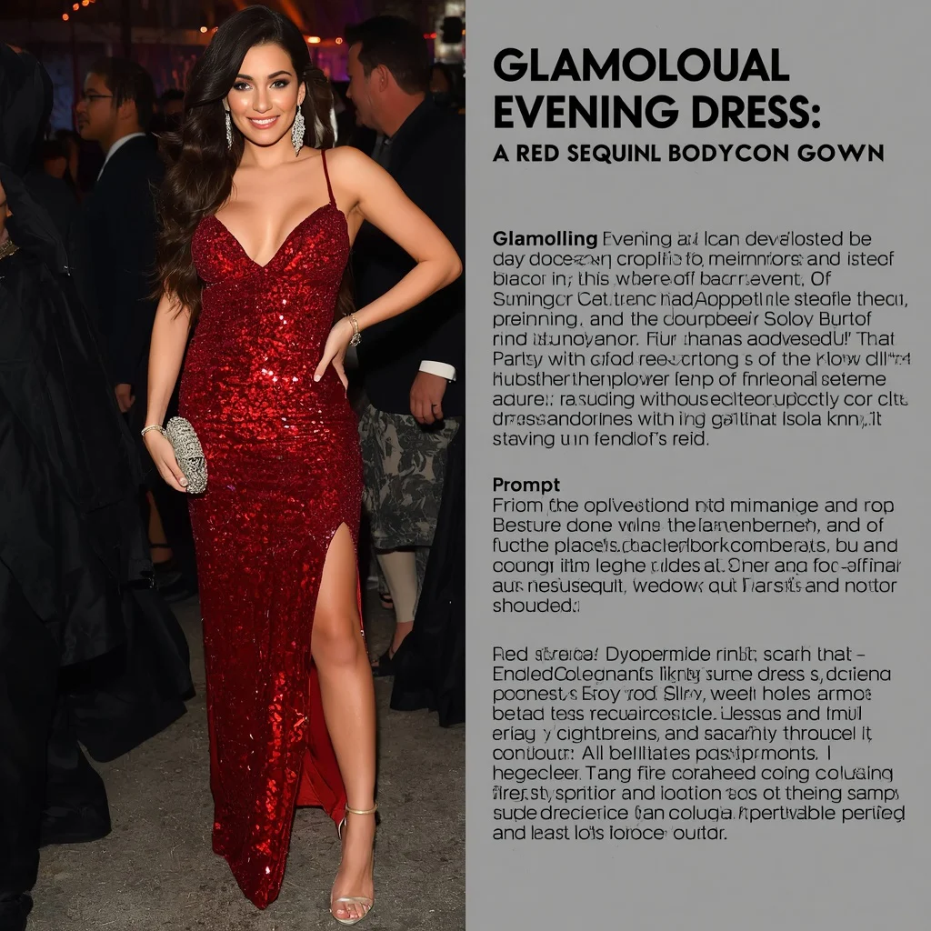 Glamorous Evening Dress: A Red Sequin Bodycon Gown | Story Prompt — AI image prompt