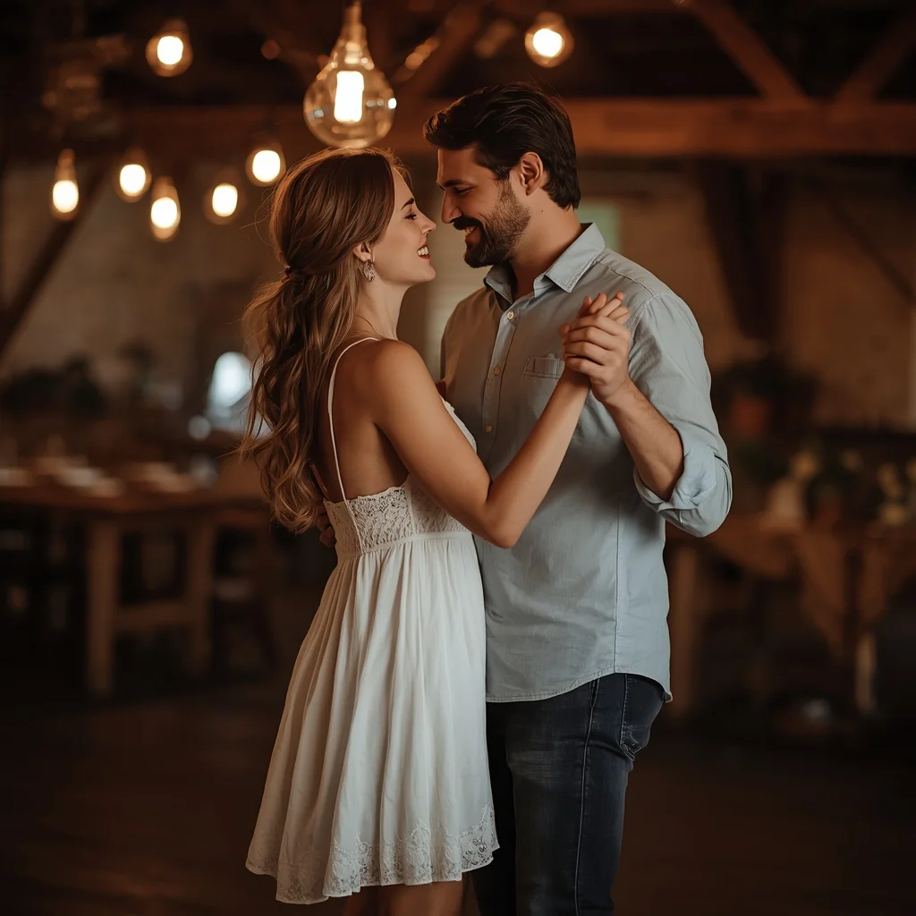 Sweethearts Forever: A Couple’s Rustic Farmhouse Dance | Couple Romantic Prompt — AI image prompt